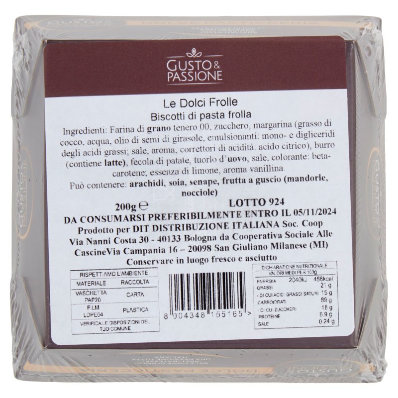 Gusto & Passione le dolci frolle Biscotti di pasta frolla 200 g