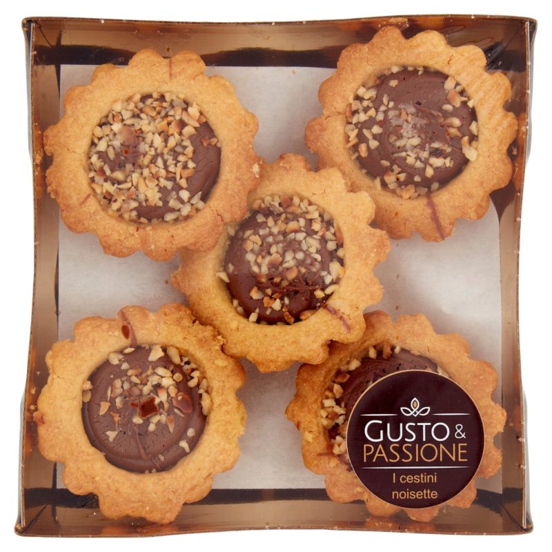 Gusto & Passione i cestini noisette Frollini con crema gianduia e granella di nocciola 200 g
