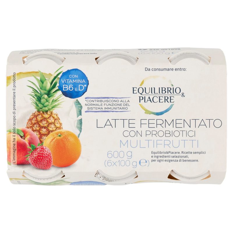 Equilibrio & Piacere Latte Fermentato con Probiotici Multifrutti 6 x 100 g