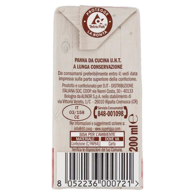 Sisa Panna da cucina U.H.T. a Lunga Conservazione 200 ml