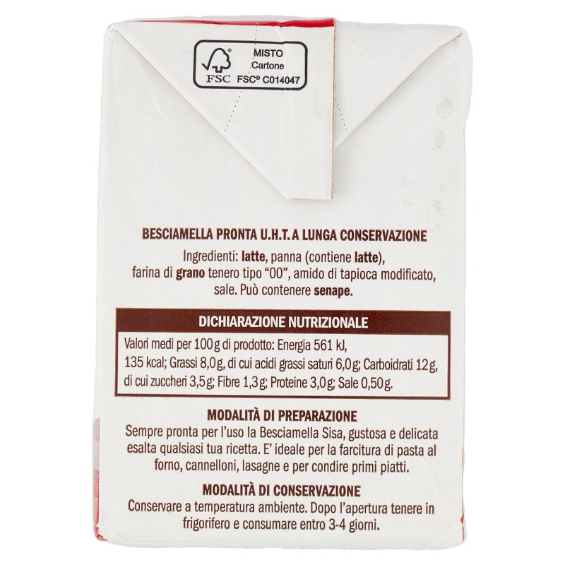Sisa Besciamella U.H.T. a Lunga Conservazione 500 ml