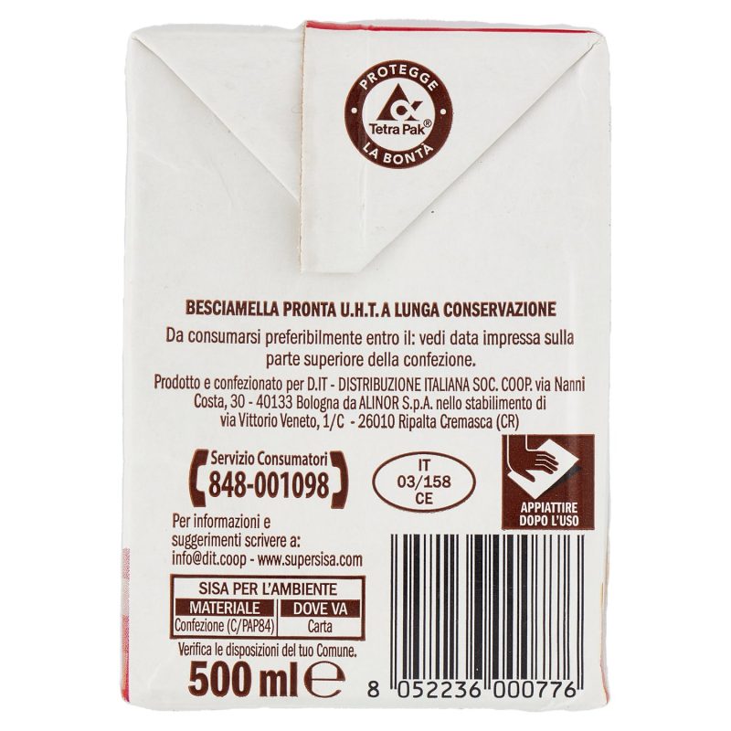 Sisa Besciamella U.H.T. a Lunga Conservazione 500 ml