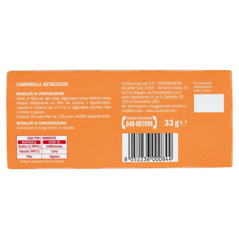 Sisa Camomilla Setacciata 20 filtri 33 g