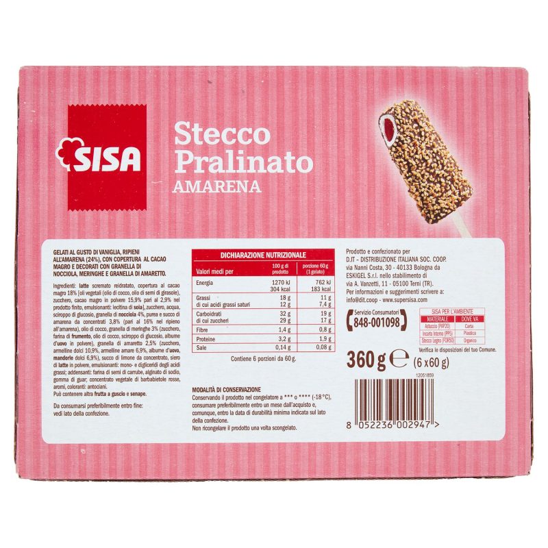 Sisa Stecco Pralinato Amarena 6 x 60 g