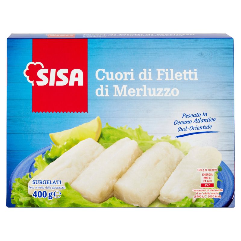Sisa Cuori di Filetto di Merluzzo Surgelati 400 g