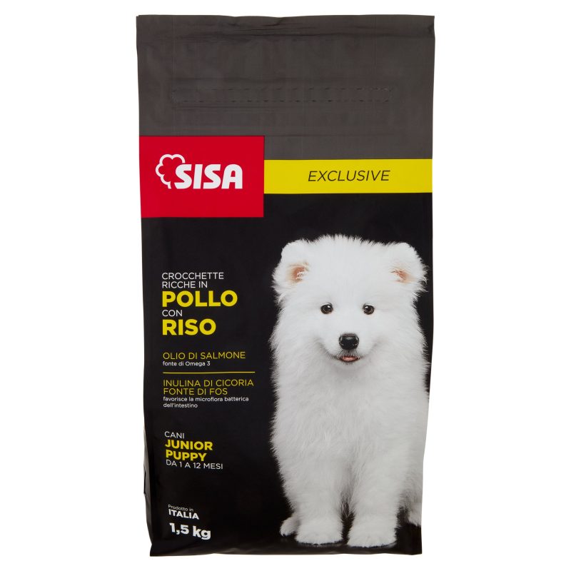 Sisa Exclusive Crocchette Cane Junior Ricche in Pollo con Riso 1,5 kg