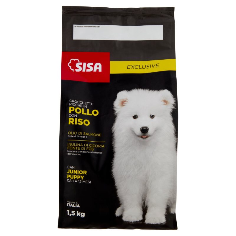 Sisa Exclusive Crocchette Cane Junior Ricche in Pollo con Riso 1,5 kg