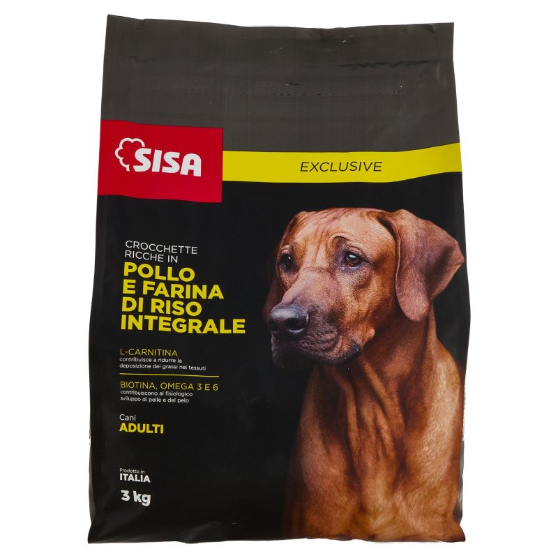 Sisa Exclusive Crocchette Cane Ricche in Pollo e Farina di Riso Integrale 3 kg