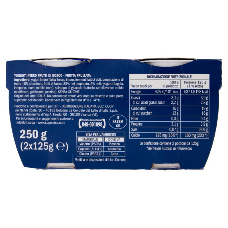 Sisa Yogurt Intero Frutti di Bosco 2 x 125 g