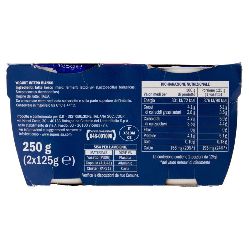 Sisa Yogurt Intero Bianco 2 x 125 g