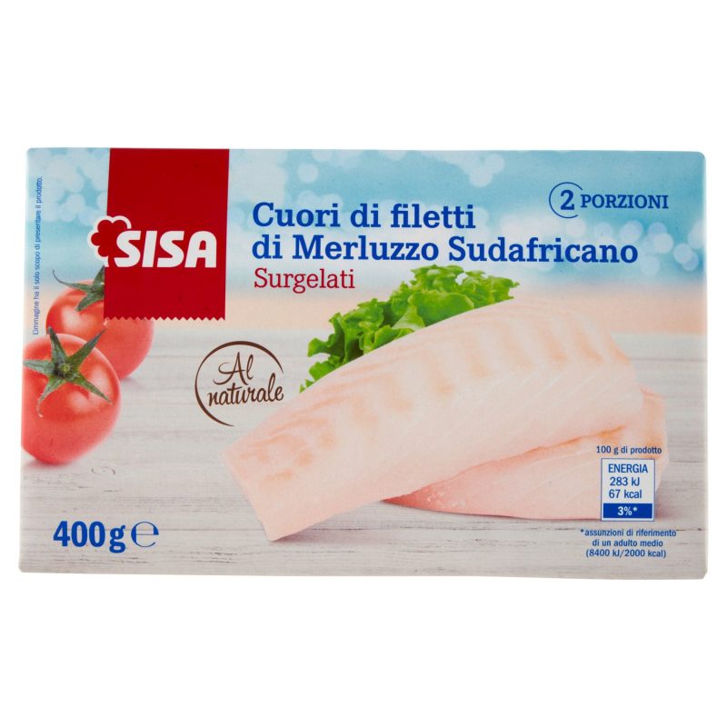 Sisa Cuori di filetti di Merluzzo Sudafricano Surgelati 400 g