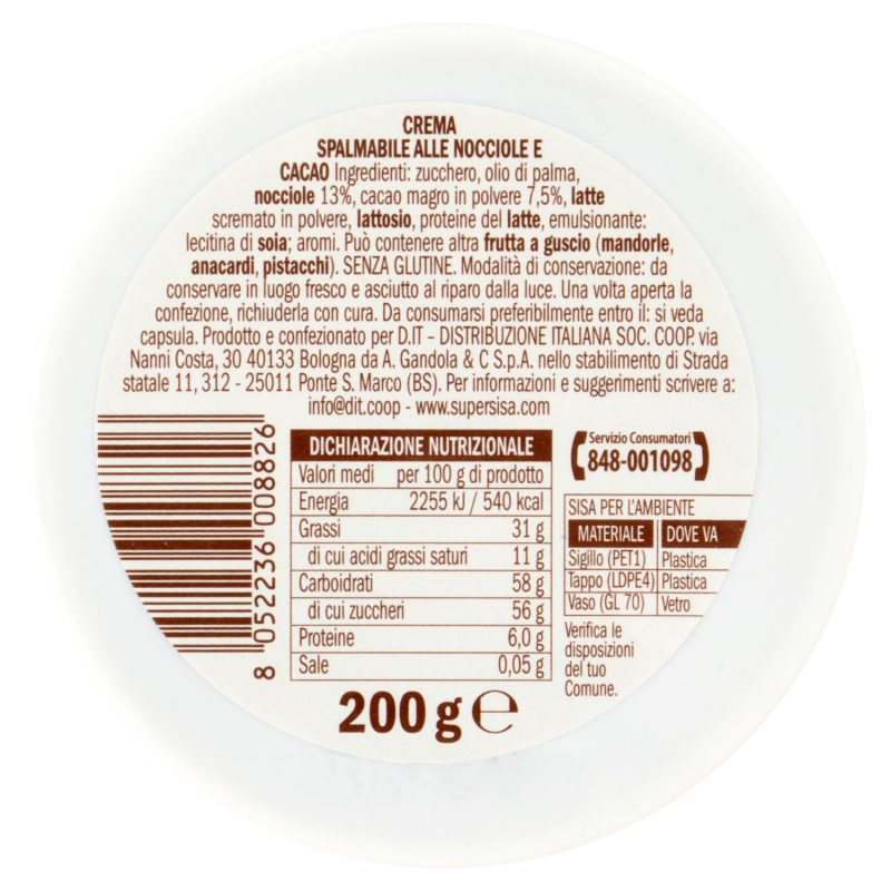 Sisa Crema spalmabile alle nocciole e cacao 200 g