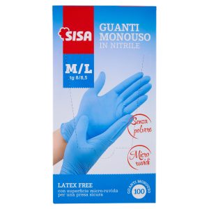 Sisa Guanti Monouso in nitrile M/L tg 8/8,5 100 pz