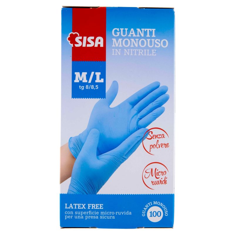 Sisa Guanti Monouso in nitrile M/L tg 8/8,5 100 pz