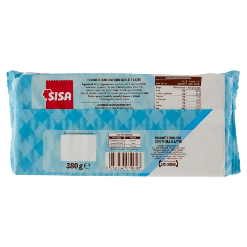 Sisa Novellini con miele e latte 380 g
