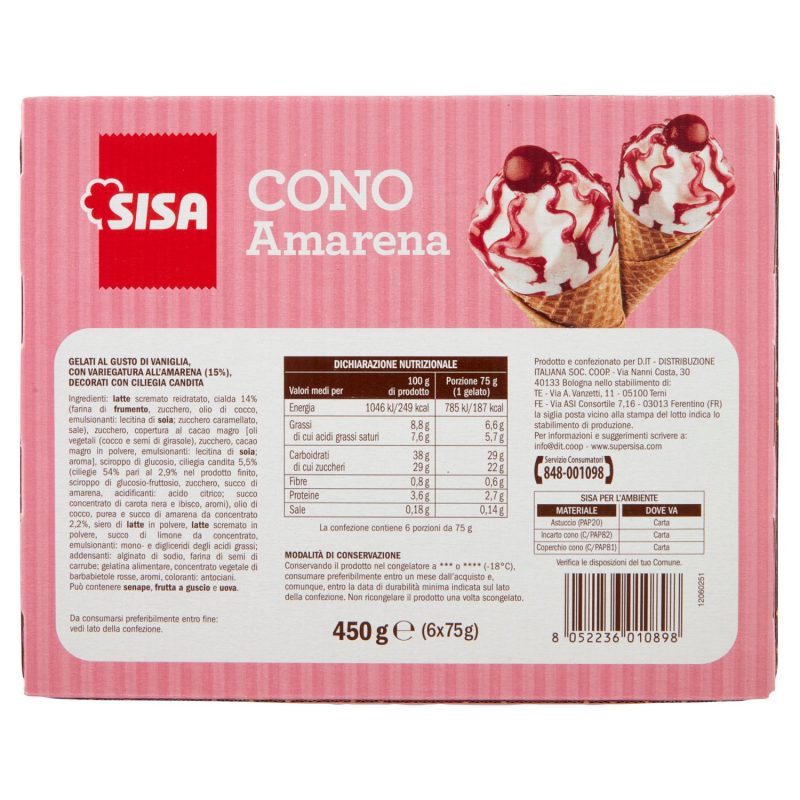 Sisa Cono Amarena 6 x 75 g