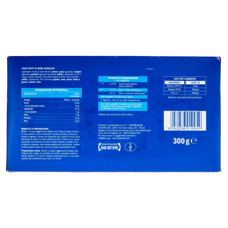 Sisa Sugo Frutti di Mare Surgelato 300 g