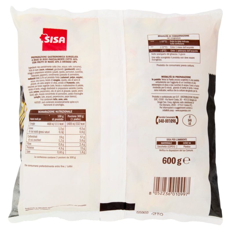 Sisa Paella di mare Surgelata 600 g