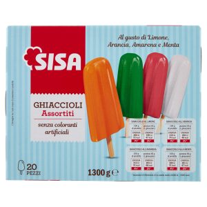 Sisa Ghiaccioli Assortiti al gusto di Limone, Arancia, Amarena e Menta 20 x 65 g