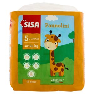 Sisa Pannolini Junior Taglia 5 12-25 Kg 16 pz