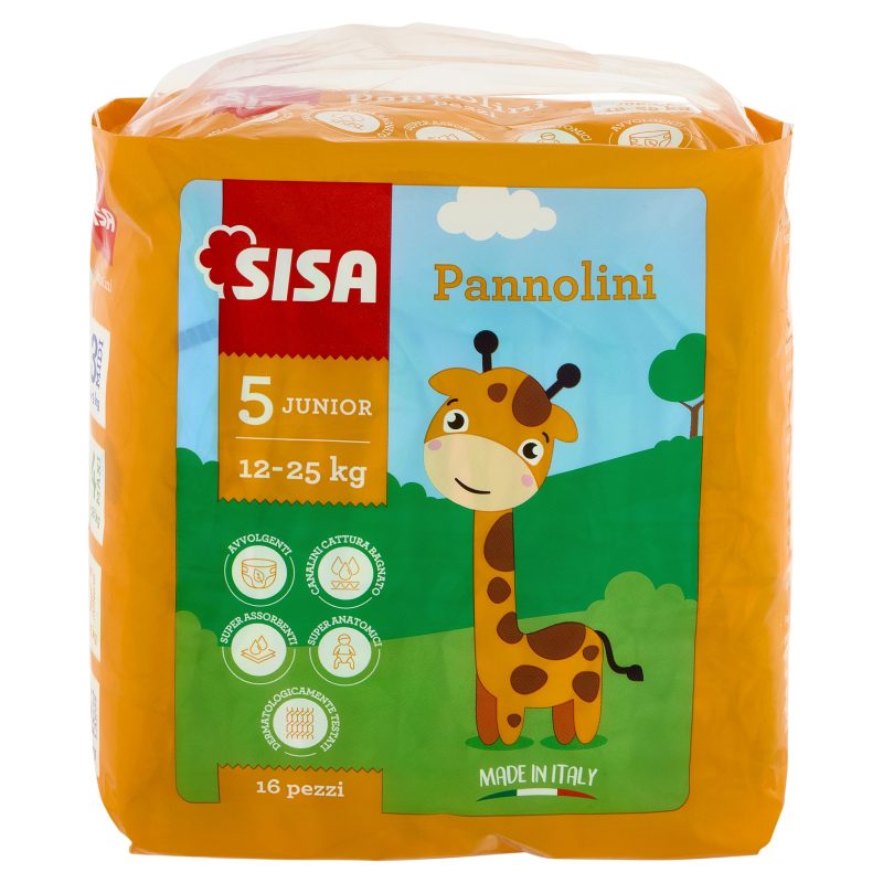 Sisa Pannolini Junior Taglia 5 12-25 Kg 16 pz