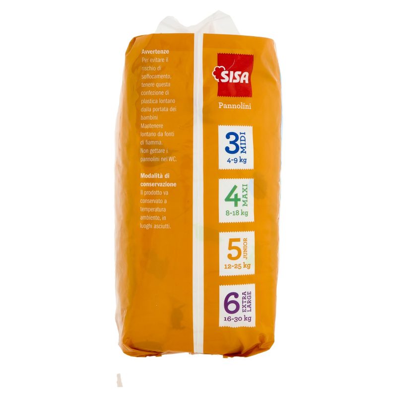 Sisa Pannolini Junior Taglia 5 12-25 Kg 16 pz