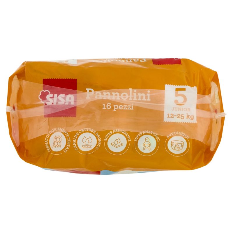 Sisa Pannolini Junior Taglia 5 12-25 Kg 16 pz