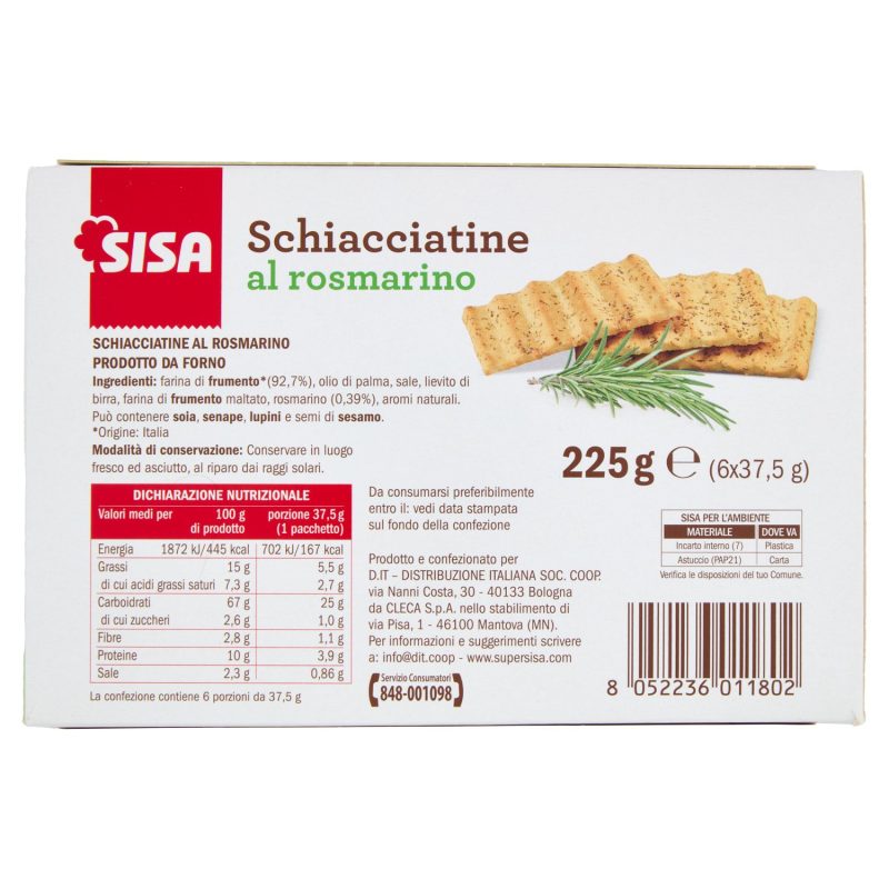 Sisa Schiacciatine al rosmarino 6 x 37,5 g