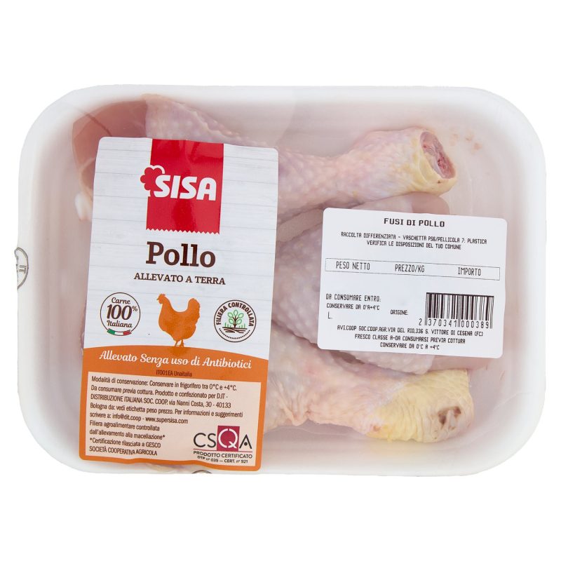 Sisa Fusi di Pollo Bianco Allevato a Terra Senza Uso di Antibiotici