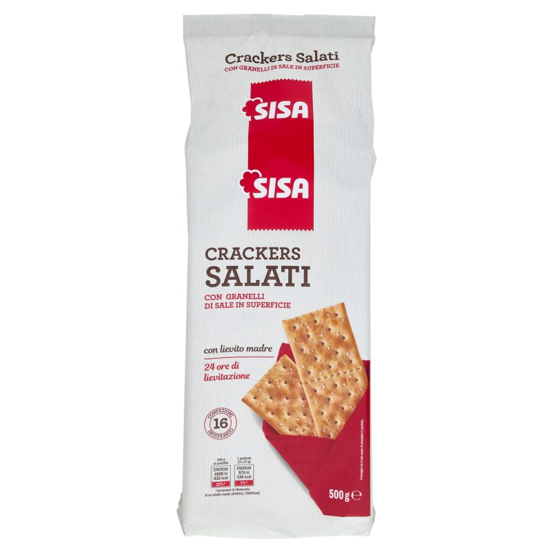 Sisa Crackers Salati con Granelli di Sale in Superficie 500 g