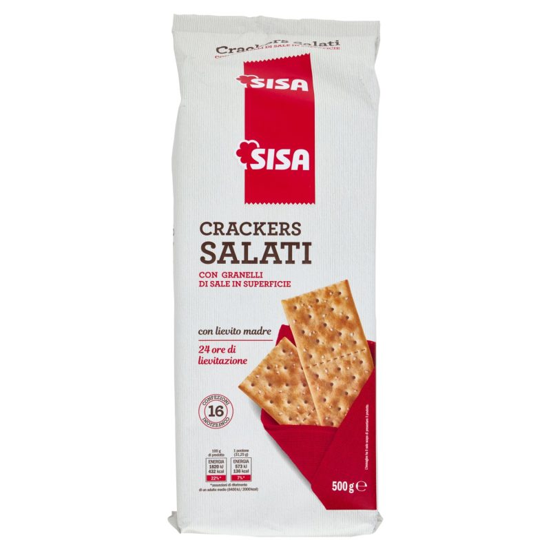 Sisa Crackers Salati con Granelli di Sale in Superficie 500 g