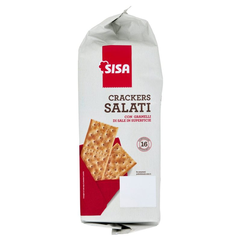 Sisa Crackers Salati con Granelli di Sale in Superficie 500 g