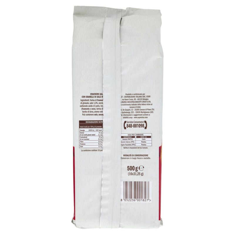 Sisa Crackers Salati con Granelli di Sale in Superficie 500 g