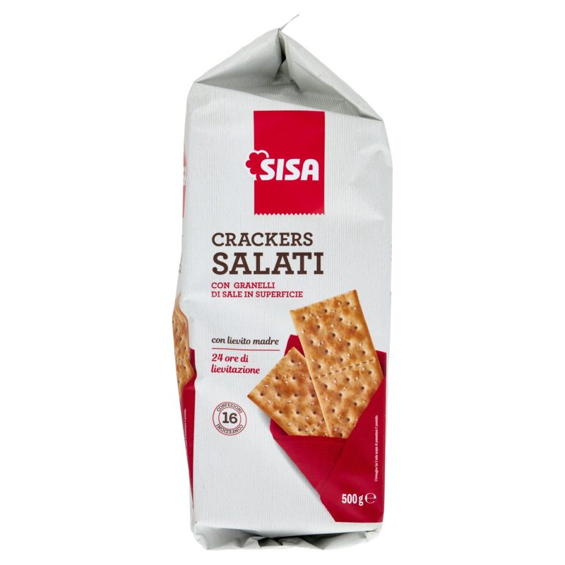 Sisa Crackers Salati con Granelli di Sale in Superficie 500 g