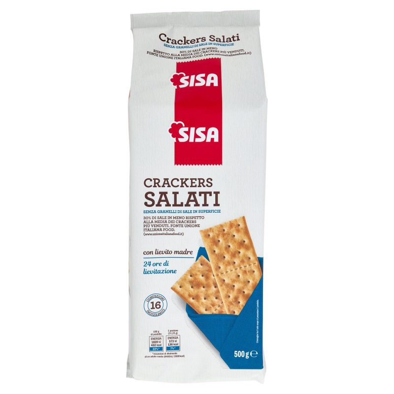 Sisa Crackers Salati Senza Granelli di Sale in Superficie 500 g