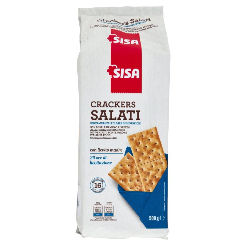 Sisa Crackers Salati Senza Granelli di Sale in Superficie 500 g
