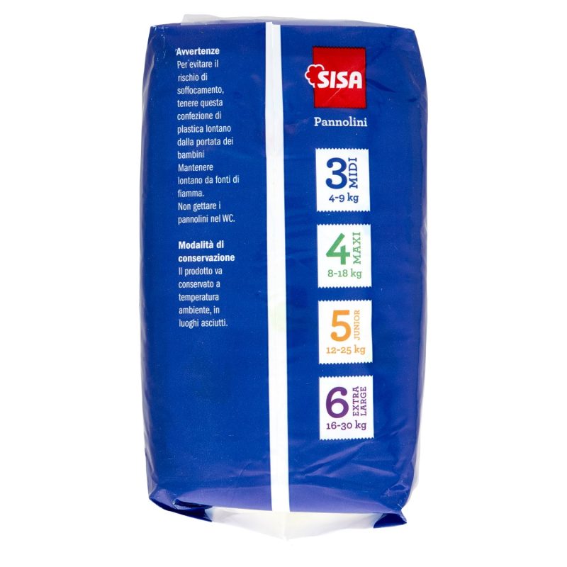 Sisa Pannolini Midi Taglia 3 4-9 Kg 20 pz