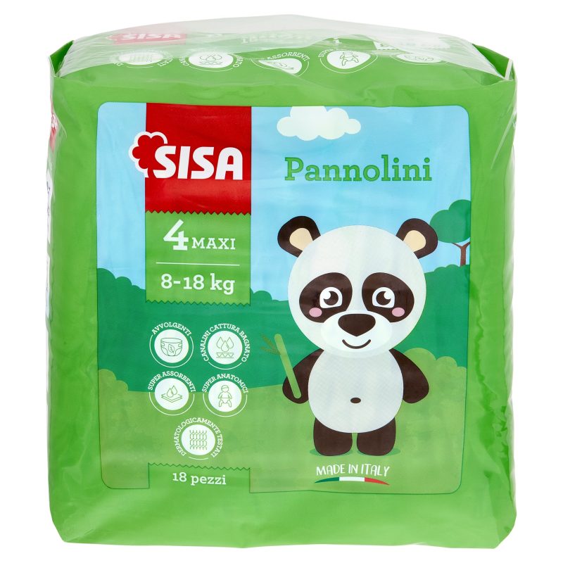 Sisa Pannolini Maxi Taglia 4 8-18 Kg 18 pz