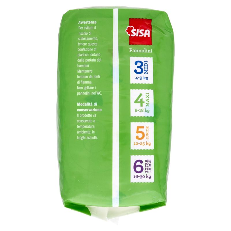 Sisa Pannolini Maxi Taglia 4 8-18 Kg 18 pz
