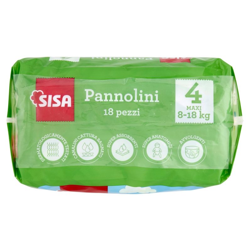 Sisa Pannolini Maxi Taglia 4 8-18 Kg 18 pz