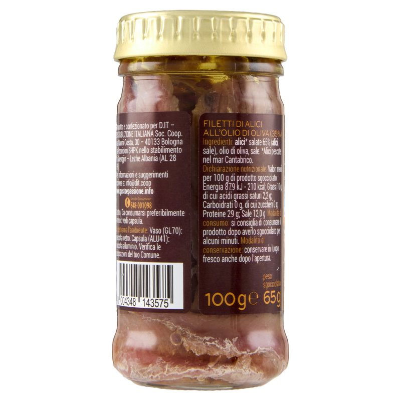 Gusto & Passione Filetti di Alici del Mar Cantabrico Distesi 100 g