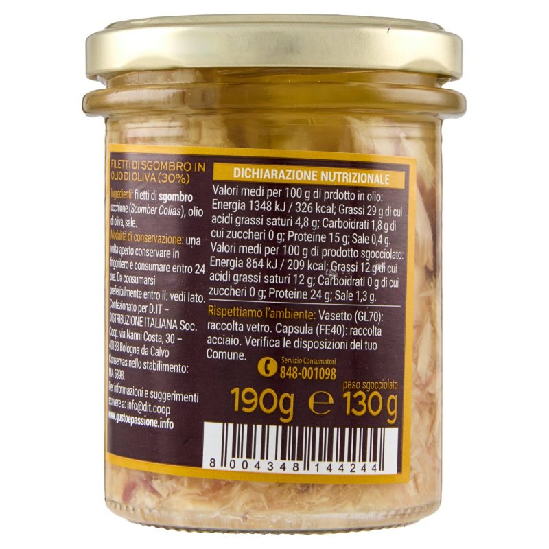 Gusto & Passione Filetti di Sgombro in Olio d'Oliva 190 g