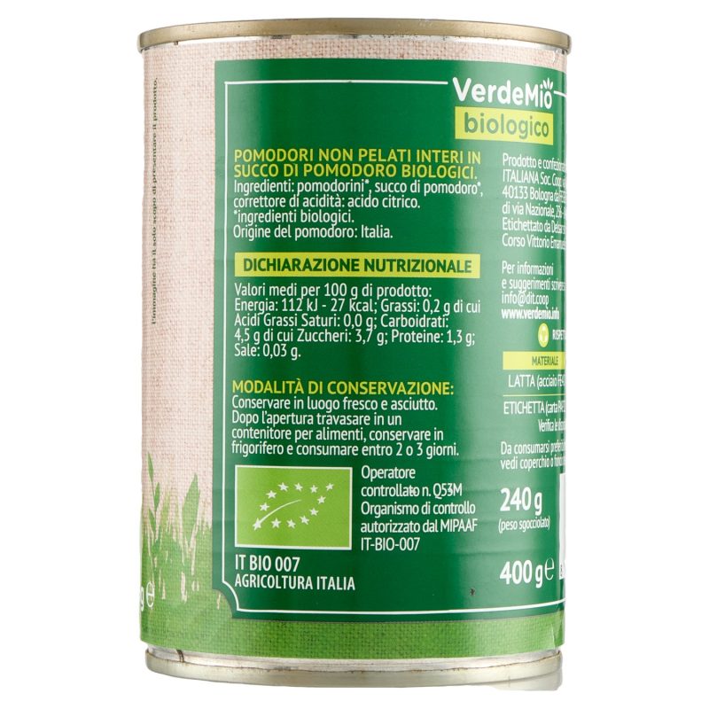 VerdeMio Pomodorini interi biologico 400 g