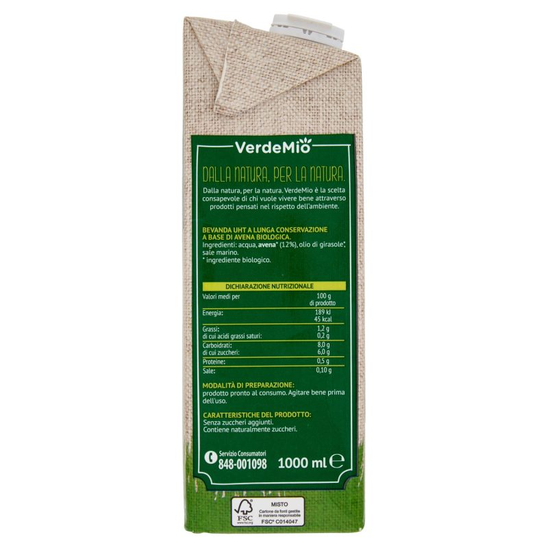 VerdeMio Bevanda di Avena biologico 1000 ml