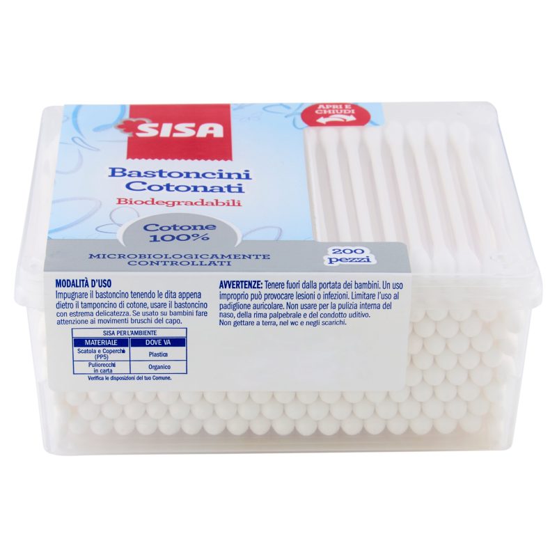 Sisa Bastoncini Cotonati Biodegradabili 200 pz