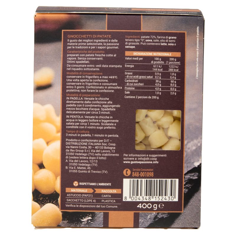 Gusto & Passione Chicche di Patate Fresche Cotte al Vapore 400 g