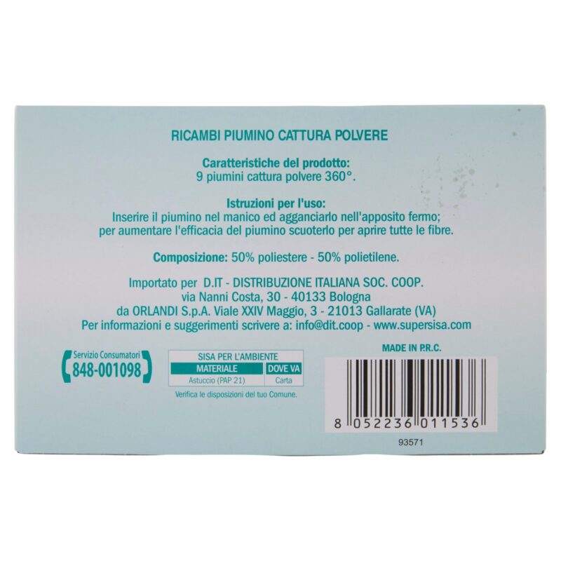 Sisa Ricambi Piumino Cattura Polvere 9 pz