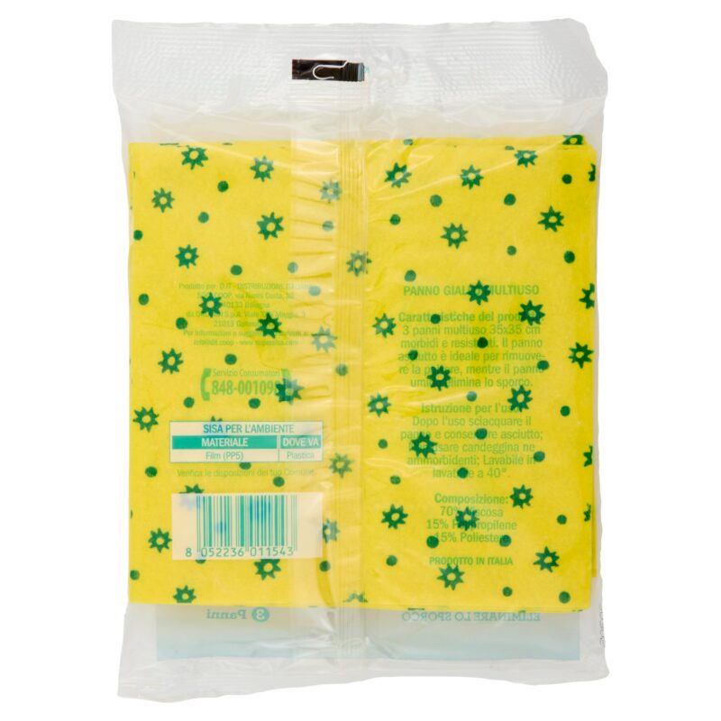 Sisa Panno Giallo Multiuso 35 x 35 cm 3 pz
