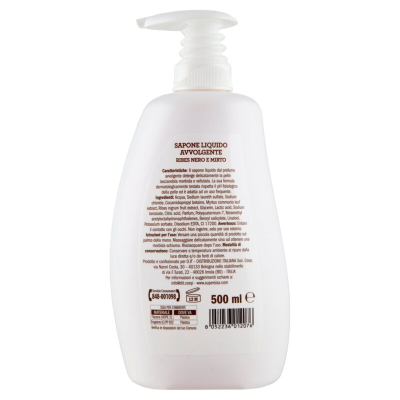 Sisa Sapone Liquido avvolgente ribes nero e mirto 500 ml