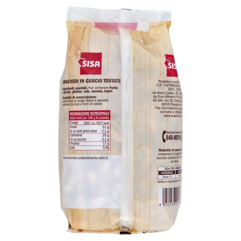 Sisa Arachidi in guscio, tostate 500 g
